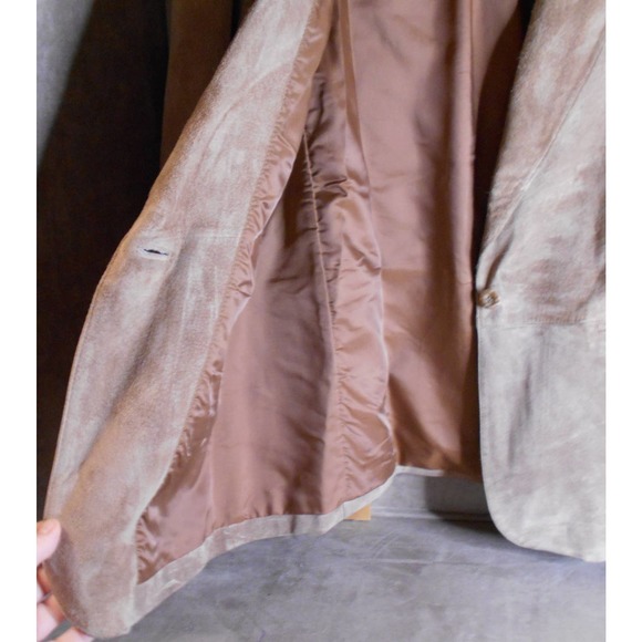 LL Bean Women's Suede Leather Single Button Blazer Size 12 Petite - Picture 5 of 9